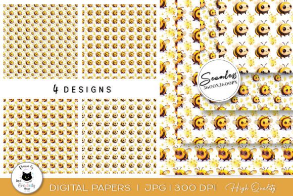 Charming Bee Digital Paper for Creative Projects