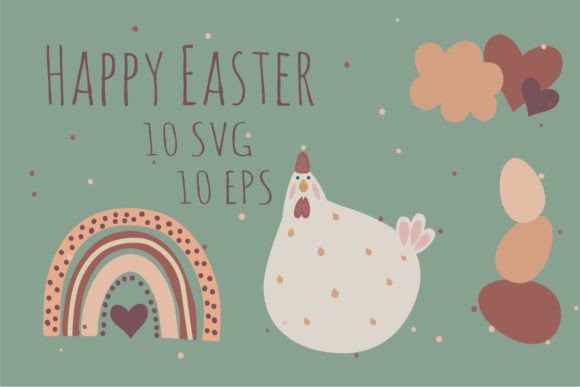 Charming Easter Vectors: Chickens, Eggs & Boho Rainbows