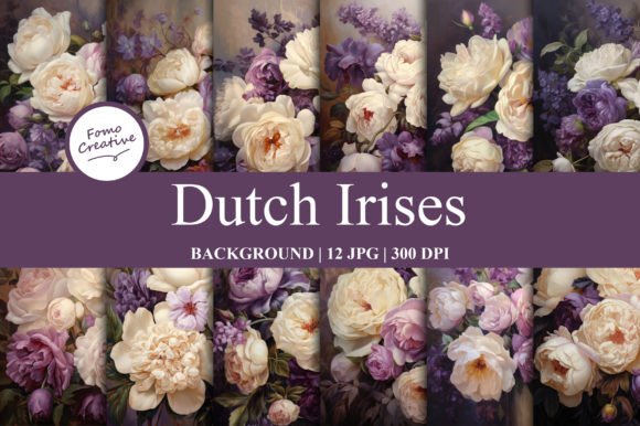 Elegant Botanicals: Working with Dutch Irises Digital Backgrounds