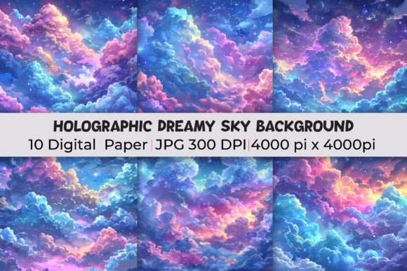 Elevate Your Visuals with Holographic Dreamy Sky Backgrounds