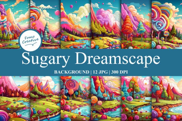 Enchanting Sugary Dreamscape Backgrounds for Design