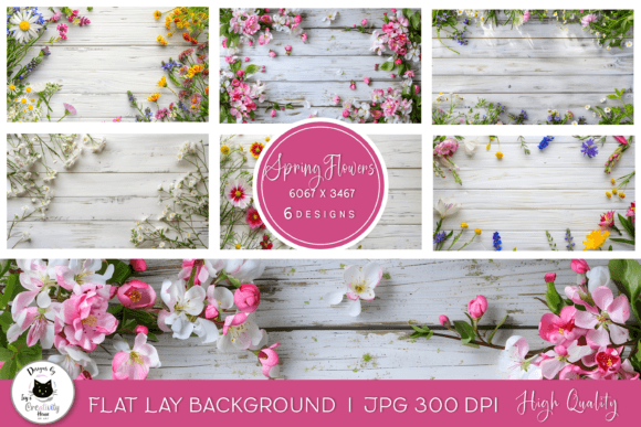 Floral Spring Flat Lay Backgrounds: A Bundle for Every Creator