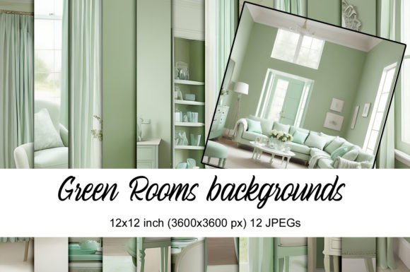 Green Rooms Backgrounds: 12 Digital Papers for Creative Projects