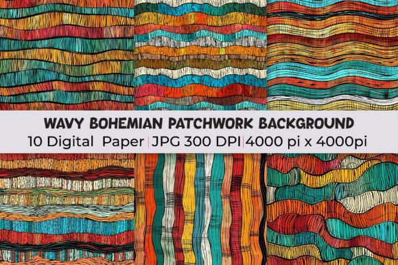 Infuse Energy with Wavy Bohemian Patchwork Backgrounds