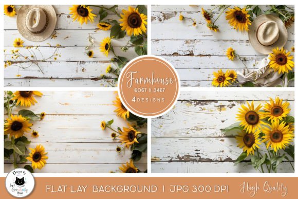 Sunflower Farmhouse Flat Lay Backgrounds: A Designer's Toolkit