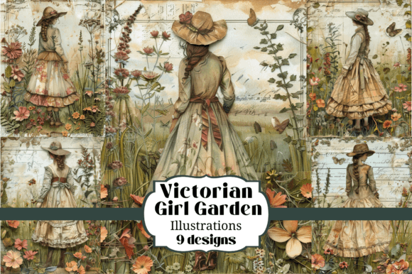 Victorian Garden Girls: Digital Backgrounds for Vintage Projects